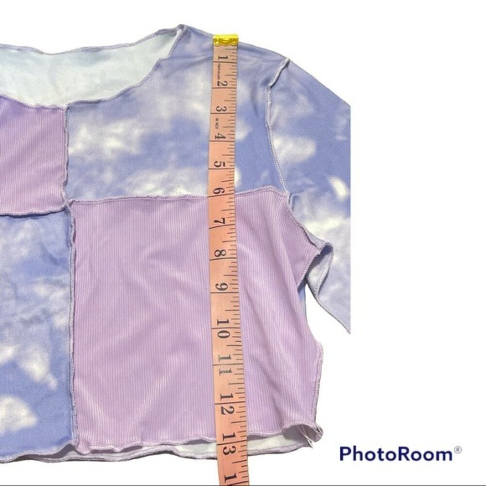 ROMWE Lavender Tie Dye Pajama Short & Longsleeve Crop Top Size Small & Cotton - Picture 6 of 12